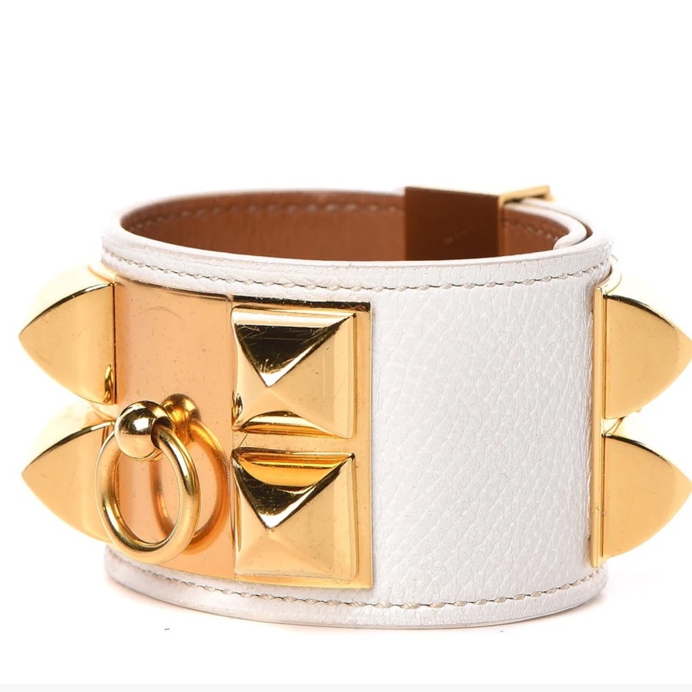 Authentic HERMES
Epsom Collier de Chien Bracelet S White